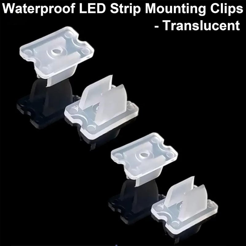 LEPEVNEY Waterproof LED Strip Mounting Clips - Translucent, Fits 5mm-6mm Silicone LED Strips Rope Light Clips, Includes Screws, Pack of 30 - Image 4